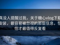 真没人提醒过我，关于糖心vlog下载安装，最容易被忽视的那层信息，恰恰才最值得反复看